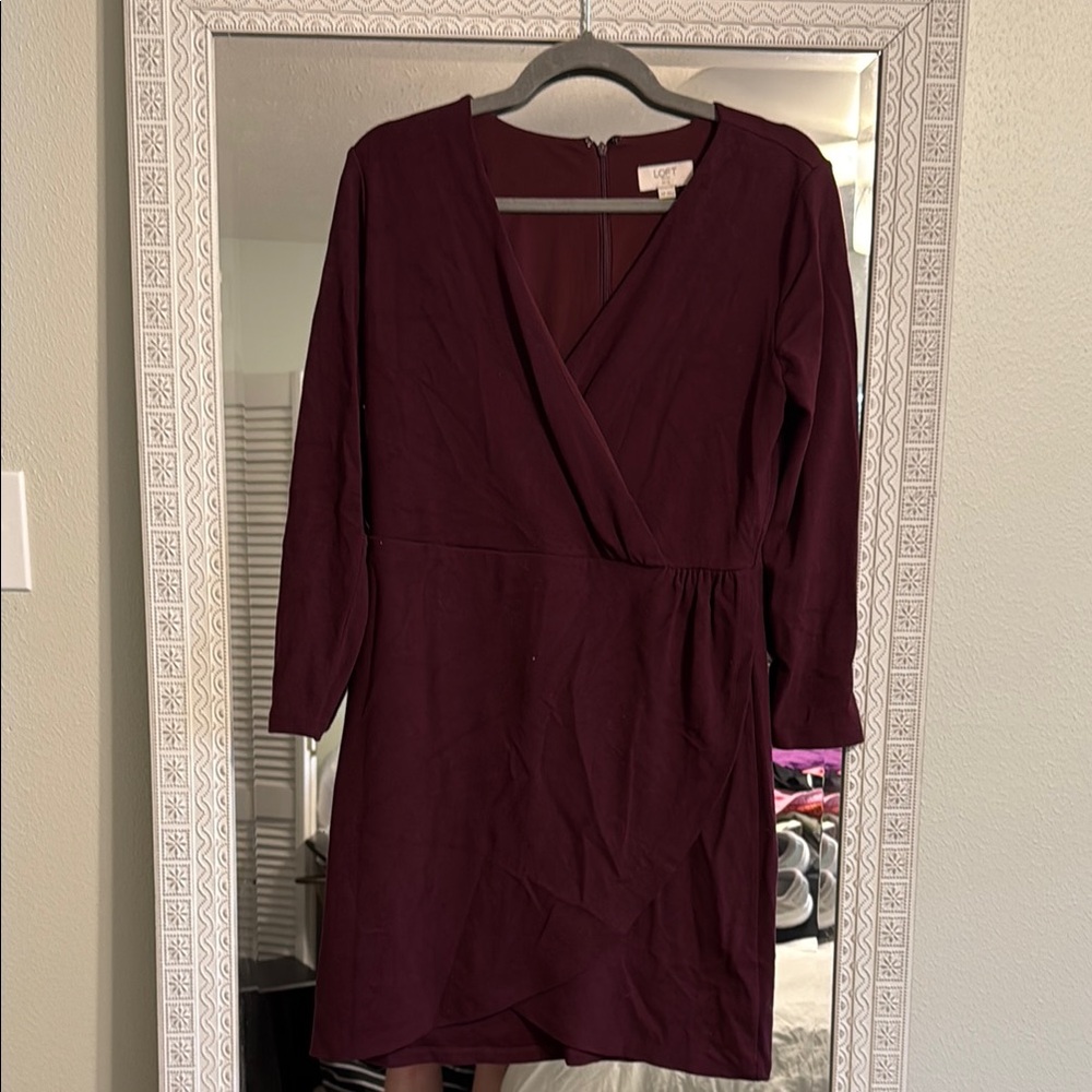 Lush Deep Burgundy Long Sleeve Dress